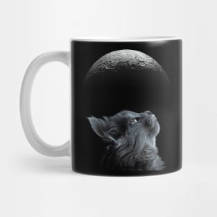 Cute Black Cat With Moon Cat adoption For Cat Lover Mug